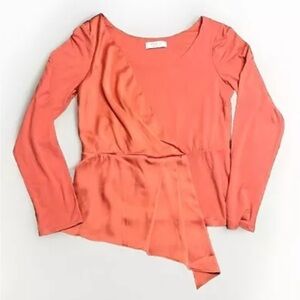 Bailey 44 Peach Rose Wrap Style Blouse with Satin Style Overlay sz Large